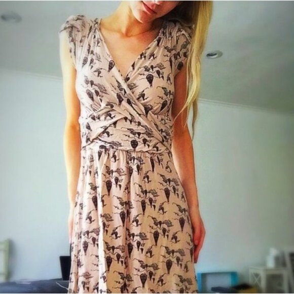Anthropologie Leifnotes Up and Away Hot Air Balloon Ruched Dress Boho Size Xs - Picture 4 of 11